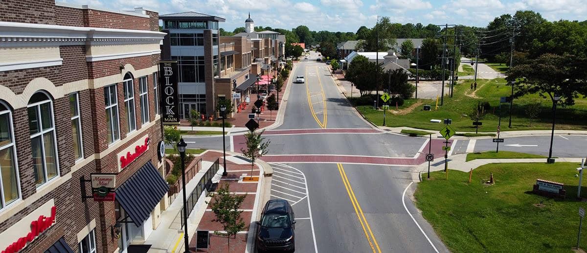 Downtown Holly Springs, NC — weed control and lawn care service area for Lawn Panther