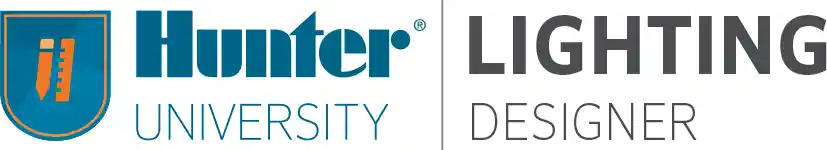 Hunter University certified Lighting Designer badge held by Lawn Panther